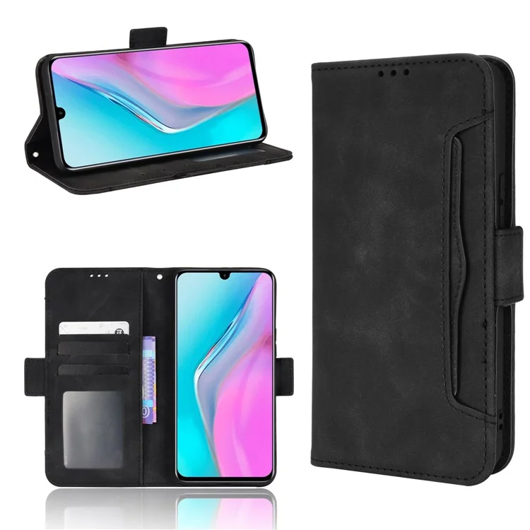 Para Infinix Nota 11 Ranuras Multiparas De Cuero PU De Cuero + TPU Doble Protección Soporte Estuche De Teléfono Shell Con Billetera - Negro