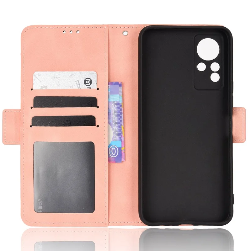 For Infinix Note 11 Multi-Card Slots PU Leather + TPU Double Protection Stand Phone Case Shell with Wallet - Pink
