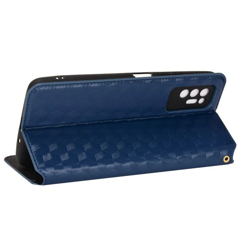 Voor TECNO Pova 2 LE7 Ruitmotief Ingeprent Stootvrij Leren Hoesje met Stand en Portemonnee - Blauw