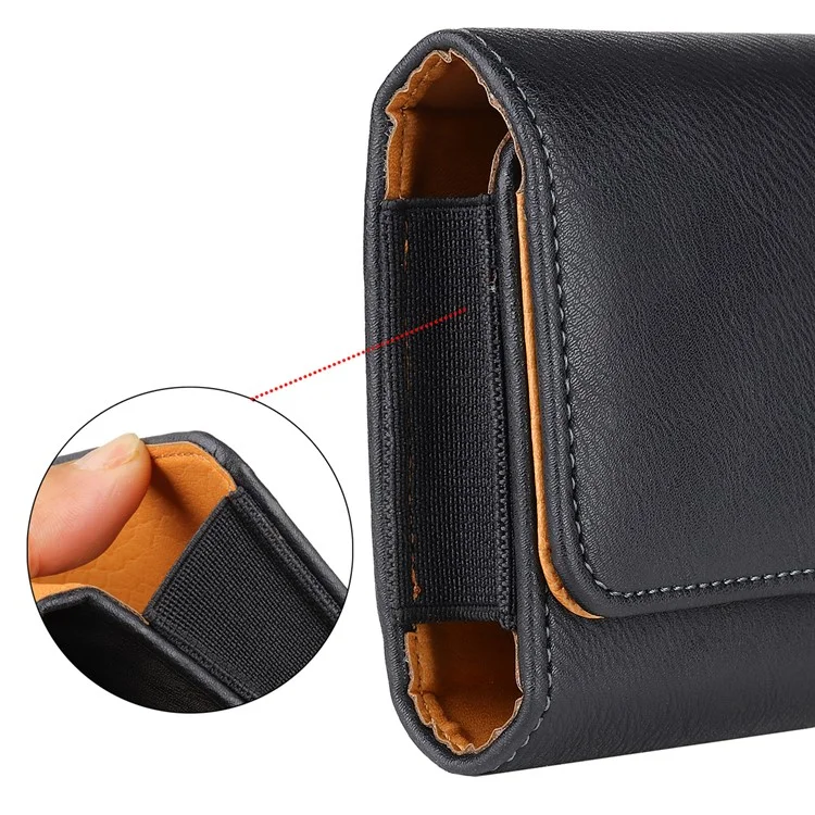 Phone Holster (17.8x8.8x2.5cm) Horizontal Waist Pouch Premium Leather Belt Case with Belt Clip Loops - Black