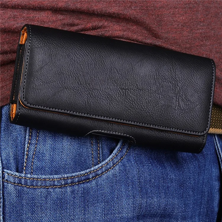 Holster Per Telefono (17.8x8.8x2.5cm) Custodia In Vita Orizzontale Custodia Per Cintura In Pelle Premium Con Clip Clip A Nastro - Nero