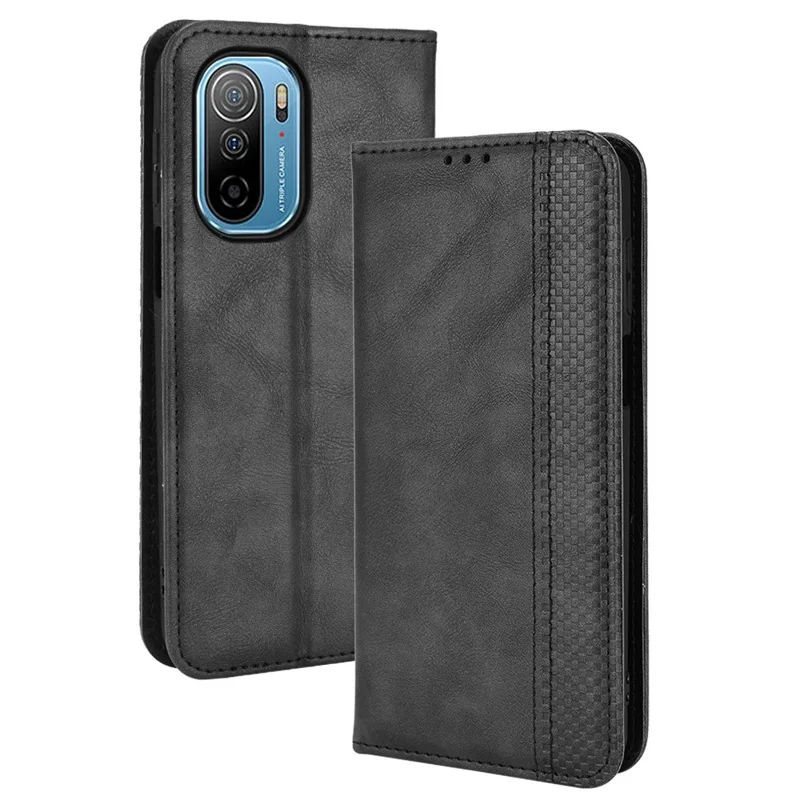 جراب جلد كلاسيكي مغناطيسي يلتصق تلقائيًا لهاتف Ulefone Note 13P، غطاء هاتف بتصميم فسيفساء منقوش مع حامل ومحفظة - أسود