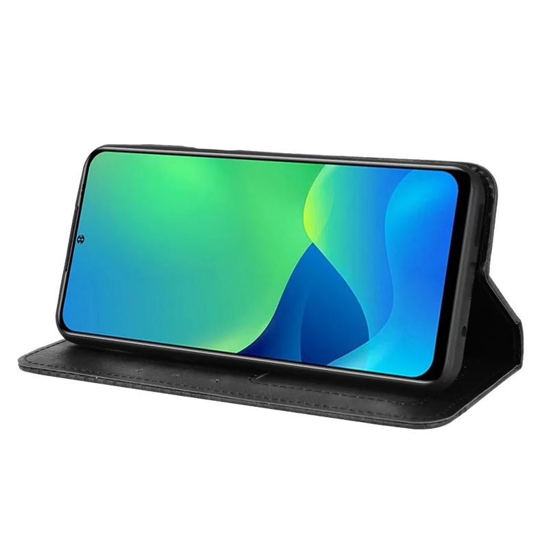 جراب جلد كلاسيكي مغناطيسي يلتصق تلقائيًا لهاتف Ulefone Note 13P، غطاء هاتف بتصميم فسيفساء منقوش مع حامل ومحفظة - أسود