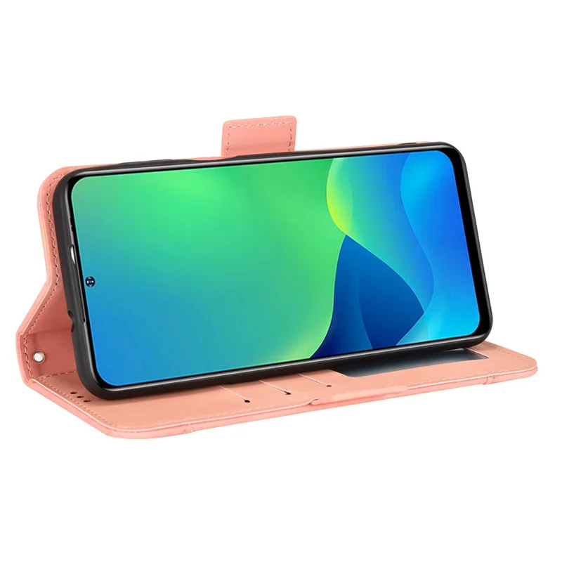 غطاء هاتف جلد PU بمحفظة وحامل لهاتف Ulefone Note 13P، غطاء هاتف بفتحات متعددة للبطاقات - وردي
