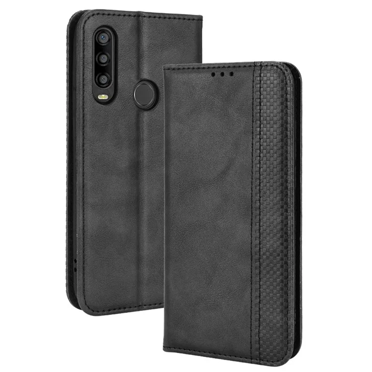 Per TCL L10 Pro PU Leather Telefon Case Mosaic Exprinted Magnetic Auto Closing Stand Cover Del Portafoglio - Nero