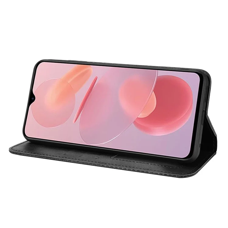 Vintage Leder Stand Wallet Telefonhülle Für Ulefone Note 12p, Prägener Mosaischer Grenzschutzabdeckung - Schwarz