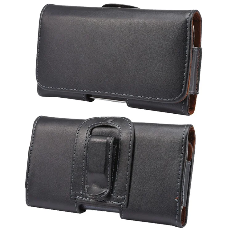 Pour 6.7 - 6,9 Pouces Téléphone Texturé Véritable Split Cuir Sac De Téléphone De La Ceinture Court De Ceinture CLIP Pochette De Téléphone Portable