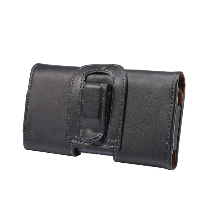 Pour 6.7 - 6,9 Pouces Téléphone Texturé Véritable Split Cuir Sac De Téléphone De La Ceinture Court De Ceinture CLIP Pochette De Téléphone Portable