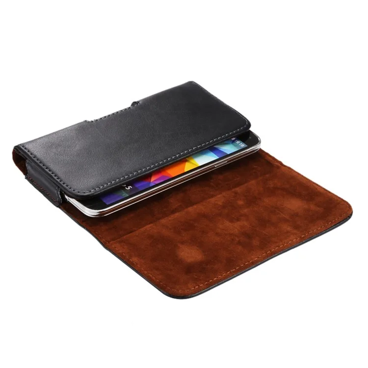 For 6.7 - 6.9-inch Phone Textured Genuine Split Leather Phone Bag Waist Belt Loop Clip Cellphone Pouch