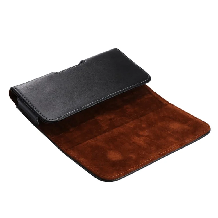 Pour 6.7 - 6,9 Pouces Téléphone Texturé Véritable Split Cuir Sac De Téléphone De La Ceinture Court De Ceinture CLIP Pochette De Téléphone Portable