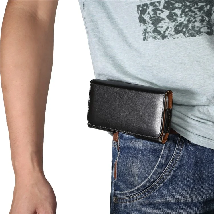 Glossy PU Leather Phone Pouch Belt Clip Case Belt Loop Waist Purse for Phone Size Between 6.7-6.9 Inches