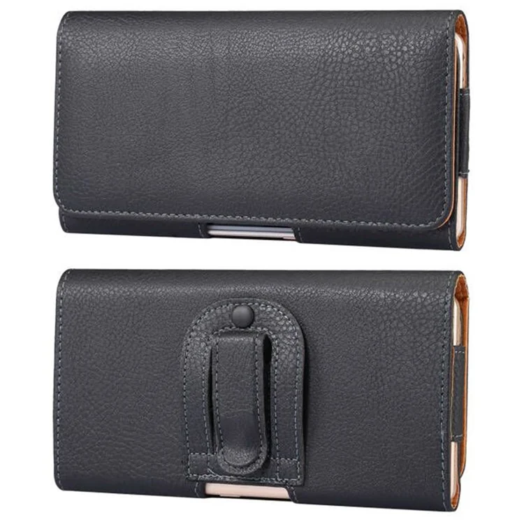 For 6.7 - 6.9-inch Phone Litchi Texture PU Leather Waist Phone Case Belt Loop Clip Bag Pouch