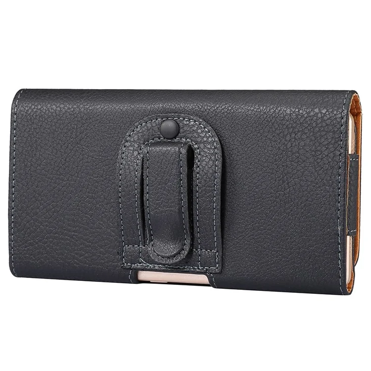 For 6.7 - 6.9-inch Phone Litchi Texture PU Leather Waist Phone Case Belt Loop Clip Bag Pouch