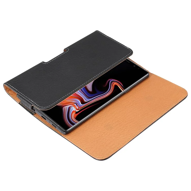 For 6.7 - 6.9-inch Phone Litchi Texture PU Leather Waist Phone Case Belt Loop Clip Bag Pouch
