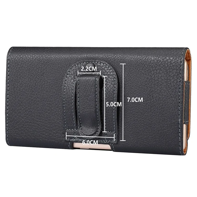 For 6.7 - 6.9-inch Phone Litchi Texture PU Leather Waist Phone Case Belt Loop Clip Bag Pouch