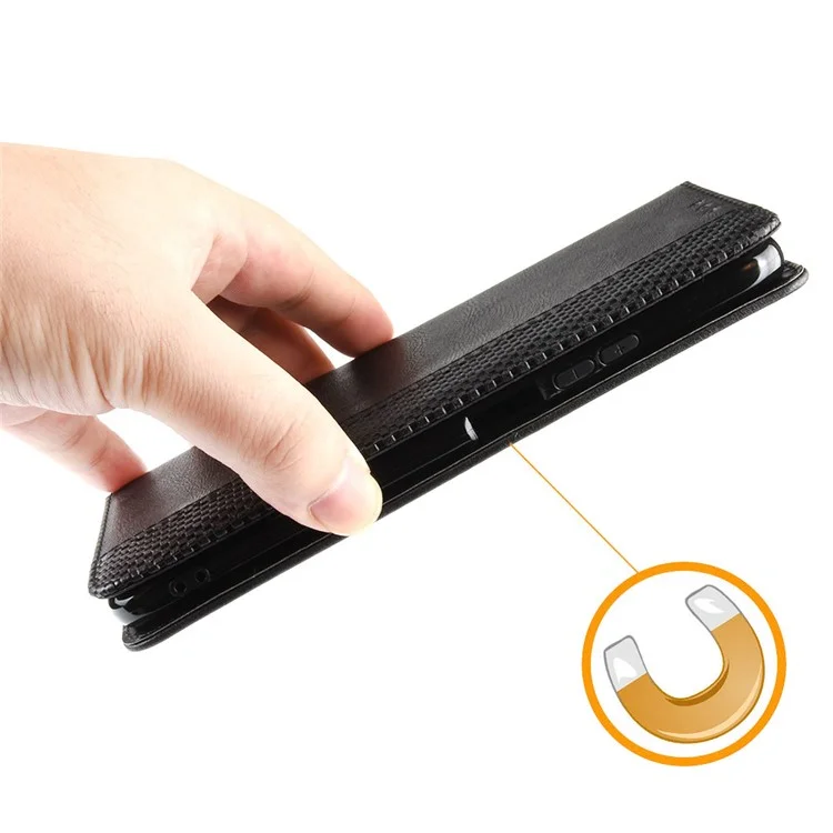 Für Blackview A55 Imprinzipiertes Muster Magnetic Absorption PU Leder Hülle Wallet Innere Weiche TPU -buch Cover - Schwarz