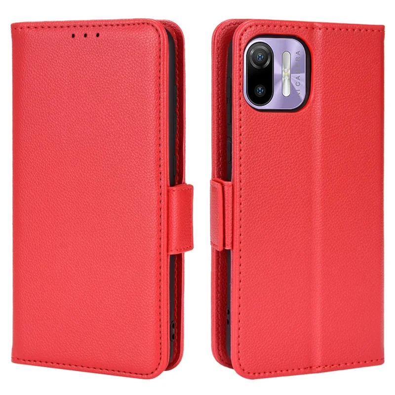 For Ulefone Note 6/Note 6P Cell Phone Case Anti-scratch Anti-drop Litchi Texture Leather Protective Cover Wallet - Red