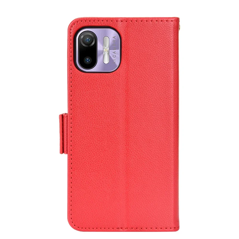 For Ulefone Note 6/Note 6P Cell Phone Case Anti-scratch Anti-drop Litchi Texture Leather Protective Cover Wallet - Red
