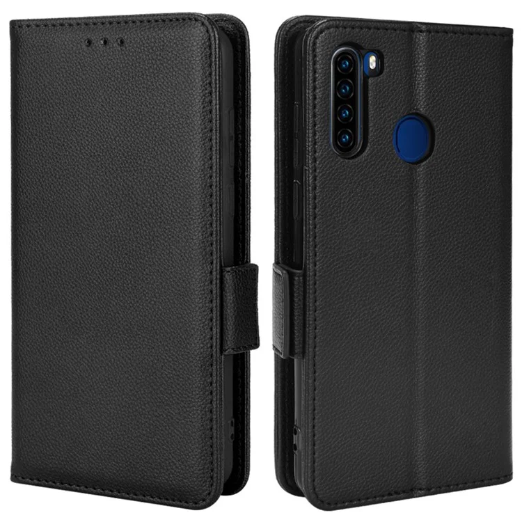 Для Blackview A80 Pro/A80 Plus Litchi Texture PU Leather Phone Case Protective Shell with Wallet Stand - Black