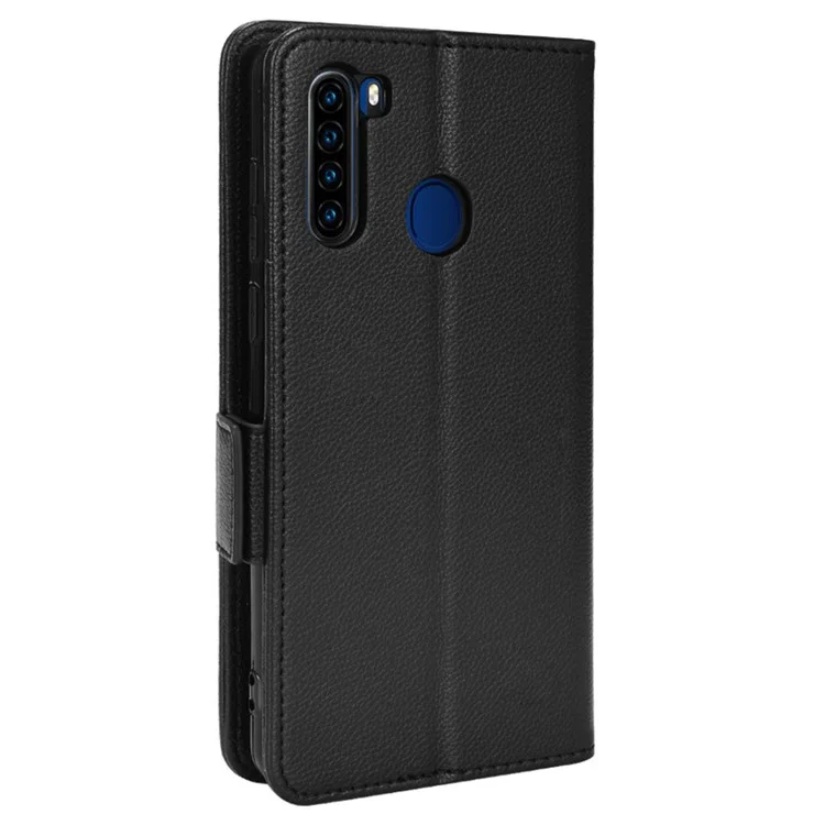 Для Blackview A80 Pro/A80 Plus Litchi Texture PU Leather Phone Case Protective Shell with Wallet Stand - Black