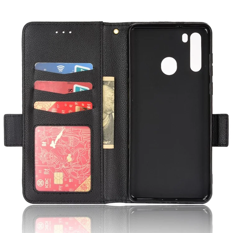 Для Blackview A80 Pro/A80 Plus Litchi Texture PU Leather Phone Case Protective Shell with Wallet Stand - Black