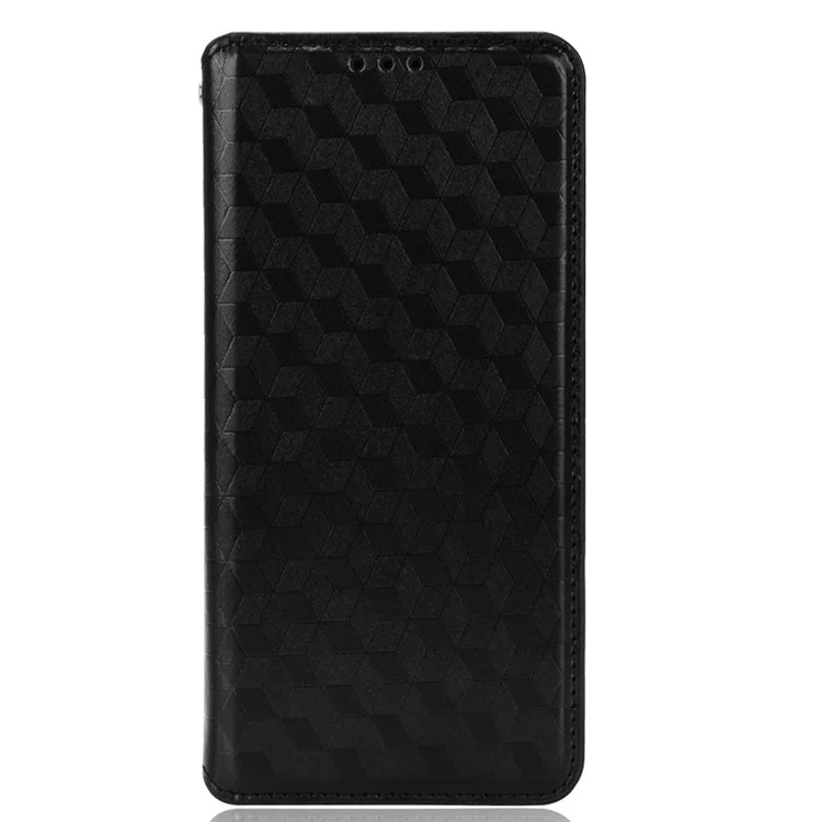 Per Blackview A80 Pro/A80 Plus Anti-scratch Smartphone Cover Imprinted Rhombus Pattern Phone Stand PU Leather Protective Phone Case - Black