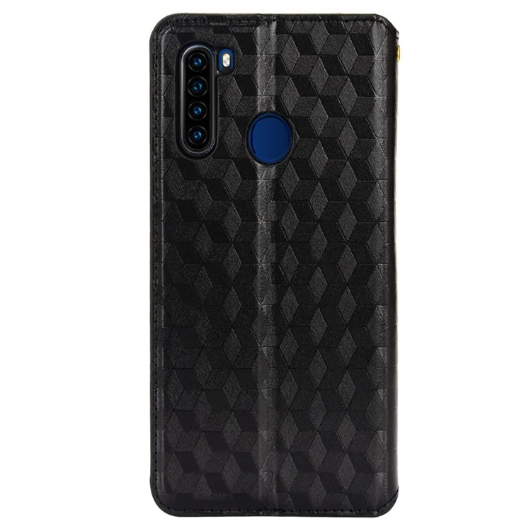 Per Blackview A80 Pro/A80 Plus Anti-scratch Smartphone Cover Imprinted Rhombus Pattern Phone Stand PU Leather Protective Phone Case - Black