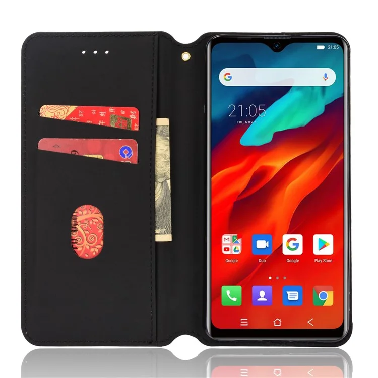 Für Blackview A80 Pro/A80 Plus Anti-kratzer-smartphone-abdeckung Geprinter Rhombus-muster Telefonständer PU Leder-schutzhülle - Braun
