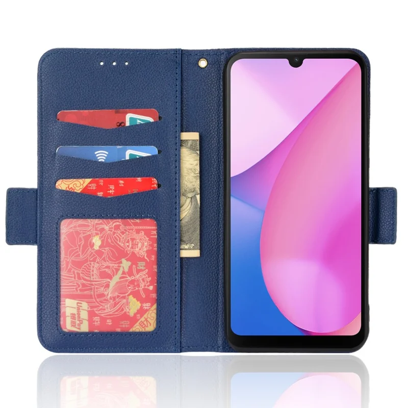 For Blackview Oscal C20/C20 Pro PU Leather + TPU Phone Case Well-protected Litchi Texture Cover with Wallet - Dark Blue
