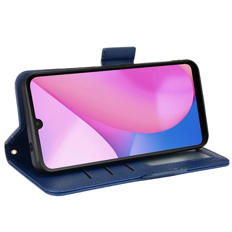 For Blackview Oscal C20/C20 Pro PU Leather + TPU Phone Case Well-protected Litchi Texture Cover with Wallet - Dark Blue