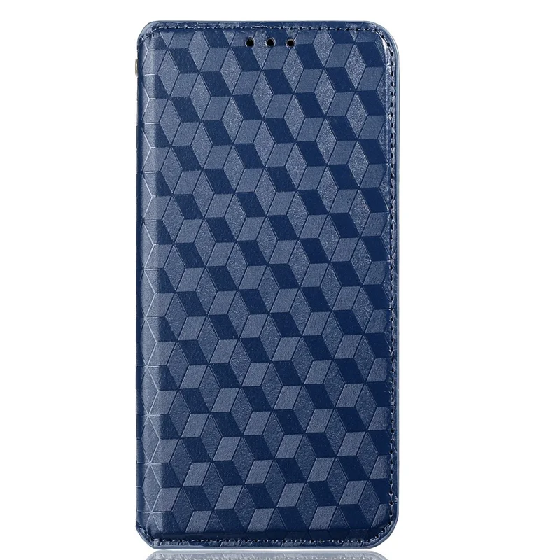 For Ulefone Note 12P Smartphone Case Imprinted Rhombus Pattern Flip Wallet Stand Soft TPU Inner PU Leather Protective Phone Cover - Blue