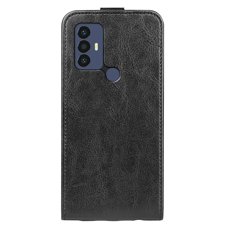 Pour TCL 30e / TCL 30 se / TCL 306 / TCL 305 Vertical Flip Case Crazy Horse Texture PU Cuir Carte Hoder Magnetic Fermeure Protective - le Noir