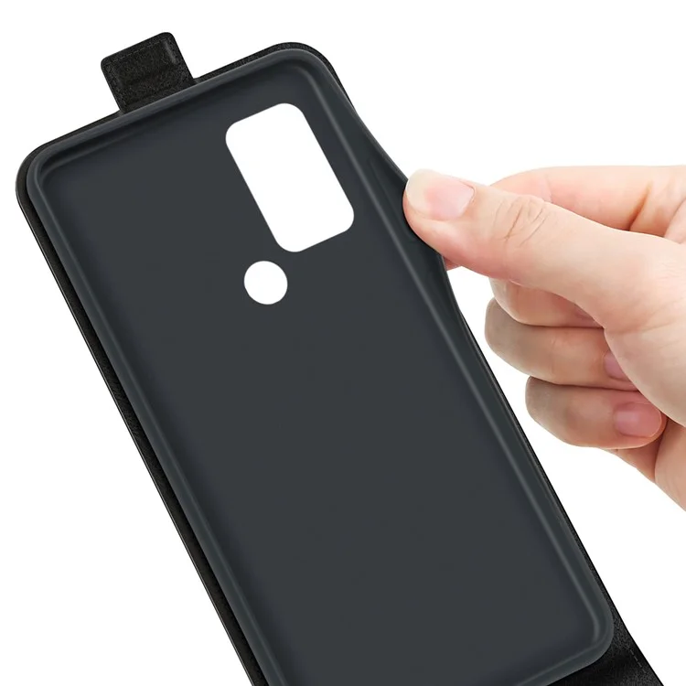 Pour TCL 30e / TCL 30 se / TCL 306 / TCL 305 Vertical Flip Case Crazy Horse Texture PU Cuir Carte Hoder Magnetic Fermeure Protective - le Noir