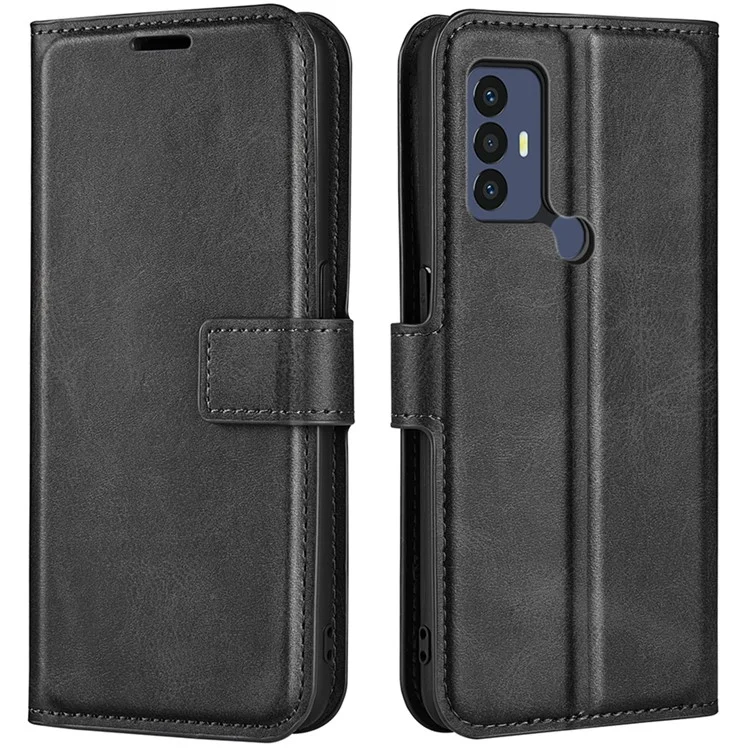 Para TCL 30E/TCL 30 SE/TCL 306/TCL 305 Textured PU Leather Wallet Case Stand Feature Magnetic Flip Folio Phone Cover - Negro