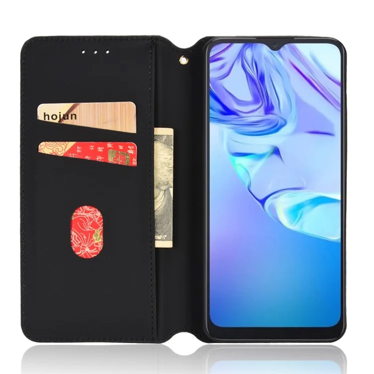Per TCL 30E/30 SE/305/306/Sharp Aquos V6/V6 Plus Telefono Rhombus Impronta in Pelle PU Copertura Magnetica a Chiusura Automatica Con Portafoglio Stand - Viola