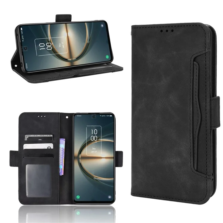 Para TCL 30 V 5G/30 XE 5G PU Cuero Multifuncional Magnética Magnética Flande - Negro