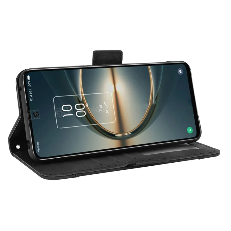 Para TCL 30 V 5G/30 XE 5G PU Cuero Multifuncional Magnética Magnética Flande - Negro