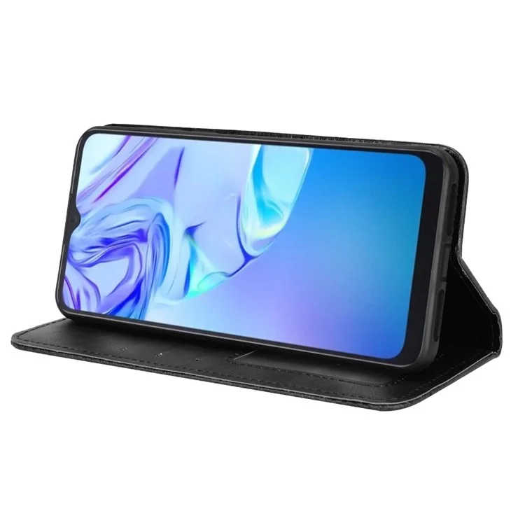 Для TCL 30 SE/30E/306/305/Sharp Aquos V6/V6 Plus Anti-shock Retro Leather Magnetic Cover Mosaic Imprinted Wallet Style Stand Well-protected Shell - Black
