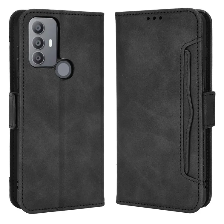 Pour TCL 30 se / 30e / 306/305 / Sharp Aquos v6 / v6 Plus Porte-carte Style de Portefeuille PU Cuir PU Cuir PU Multifonctionnel Pliable Stand Phone Protector - le Noir