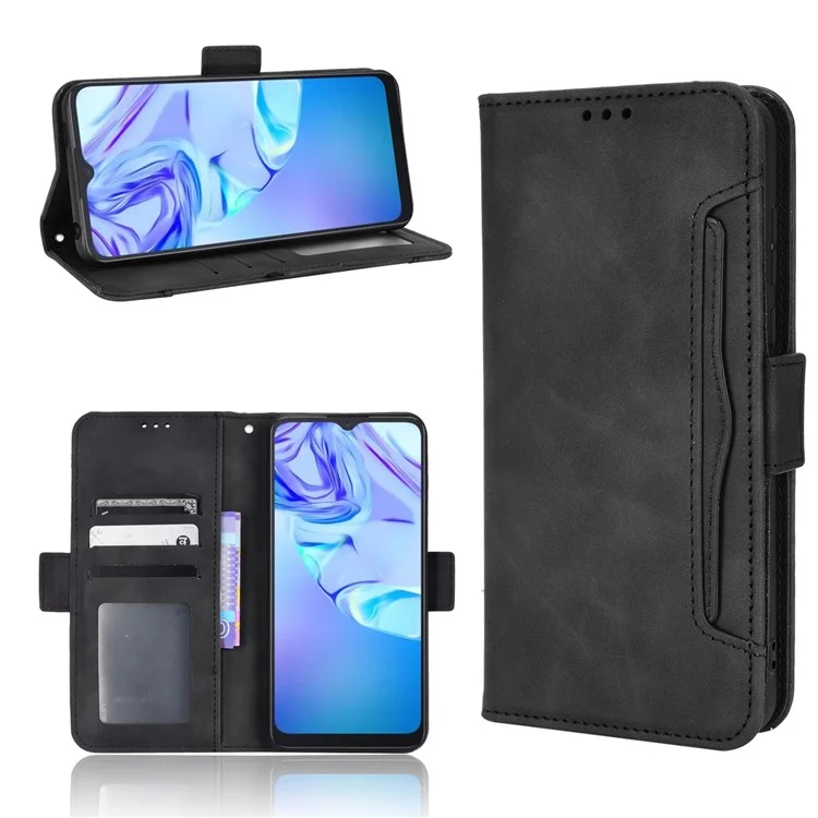 Pour TCL 30 se / 30e / 306/305 / Sharp Aquos v6 / v6 Plus Porte-carte Style de Portefeuille PU Cuir PU Cuir PU Multifonctionnel Pliable Stand Phone Protector - le Noir