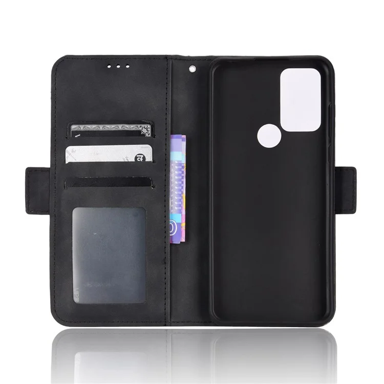 Pour TCL 30 se / 30e / 306/305 / Sharp Aquos v6 / v6 Plus Porte-carte Style de Portefeuille PU Cuir PU Cuir PU Multifonctionnel Pliable Stand Phone Protector - le Noir