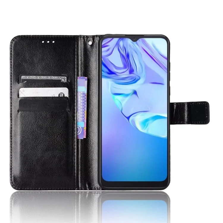Pour TCL 30 se / 30e / 306/305 / Sharp Aquos v6 / v6 Plus Crazy Horse Cuir Cuir Case de Protection Portefeuille Sobre à L'épreuve du Support - le Noir