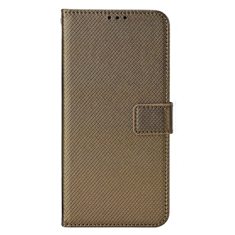 For TCL 20 R 5G/TCL Bremen 5G/TCL 20AX 5G Shock Absorption Diamond Texture Stand PU Leather Protective Phone Case with Wallet - Brown