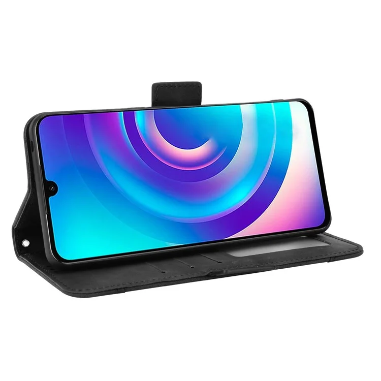 Pour TCL 30 / TCL 30 5g / TCL 30+ Slots Multiples Slots PU le Cuir Anti-collision Boîtier de Support de Téléphone Mobile - le Noir