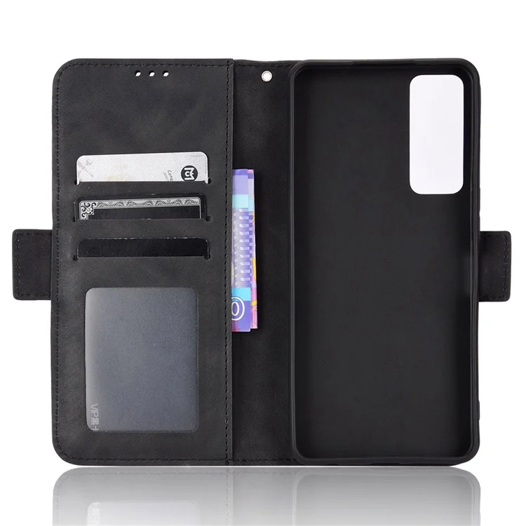 Pour TCL 30 / TCL 30 5g / TCL 30+ Slots Multiples Slots PU le Cuir Anti-collision Boîtier de Support de Téléphone Mobile - le Noir