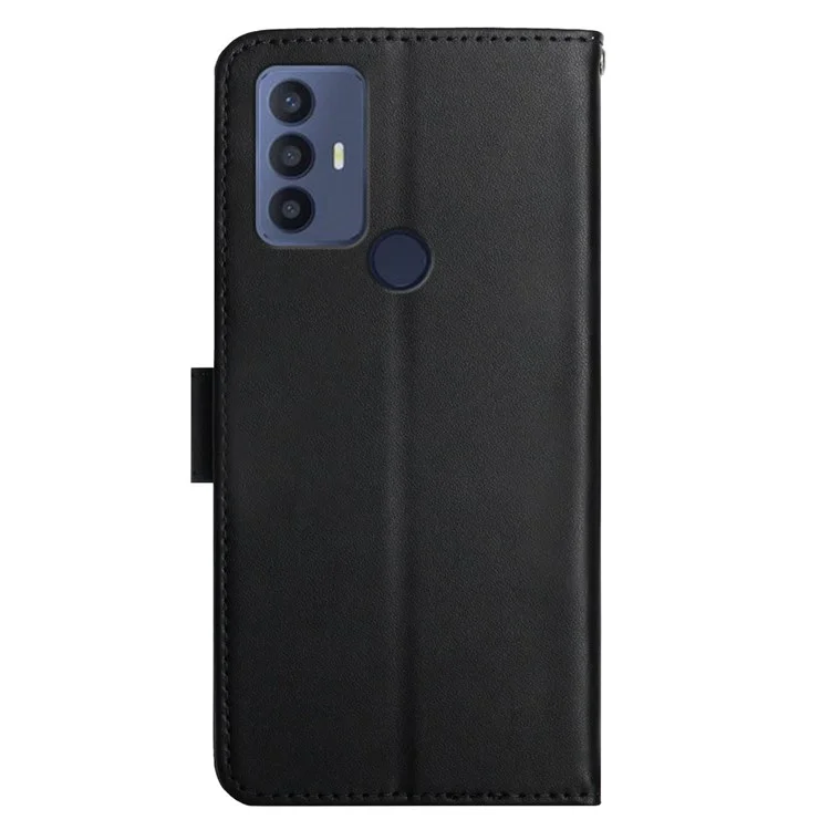 Per TCL 30 SE/30E/305/306 Nappa Texture Genuine Leather Case, Portafoglio di Chiusura Magnetica Shelt Phone Shell - Nero