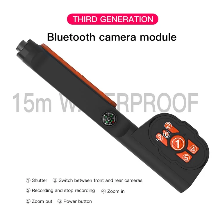 Estuche de buceo con conexión Bluetooth para teléfonos de 4.7-6.9 pulgadas, IP68 15m / 50ft Snorkeling Cámara subacuática Surfing Zoom Video Convertir Estuches impermeables Cubierta - Azul oscuro / Naranja