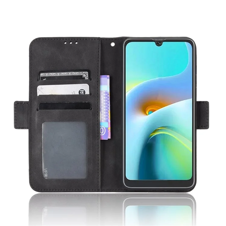Smartphone Case for Blackview A50 4G, Anti-fall Magnetic Wallet Style Stand Anti-scratch PU Leather Phone Cover - Black