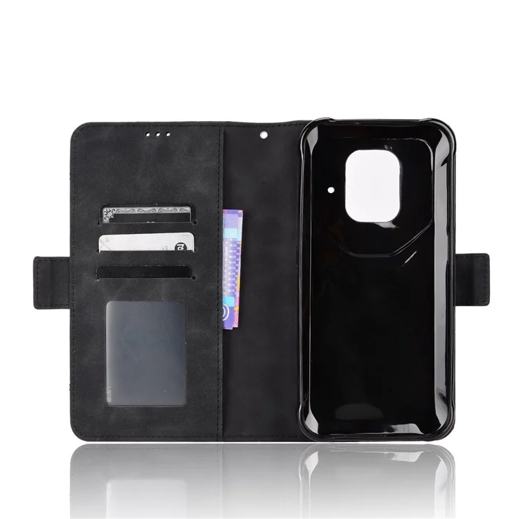 For Ulefone Power Armor 14 4G/14 Pro 4G Multi-Card Holder Slots Wallet Phone Case PU Leather Stand Magnetic Flip Protective Cover - Black