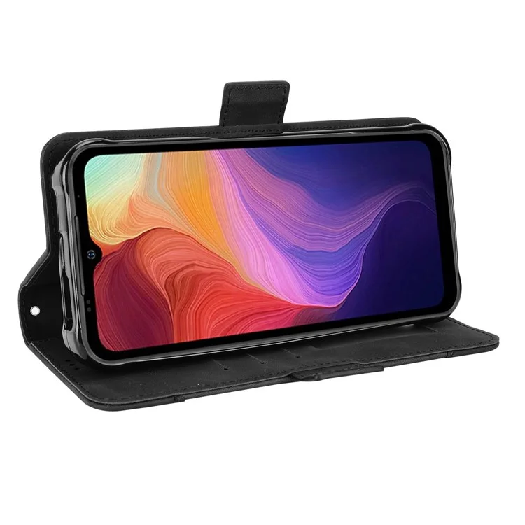 For Ulefone Power Armor 14 4G/14 Pro 4G Multi-Card Holder Slots Wallet Phone Case PU Leather Stand Magnetic Flip Protective Cover - Black